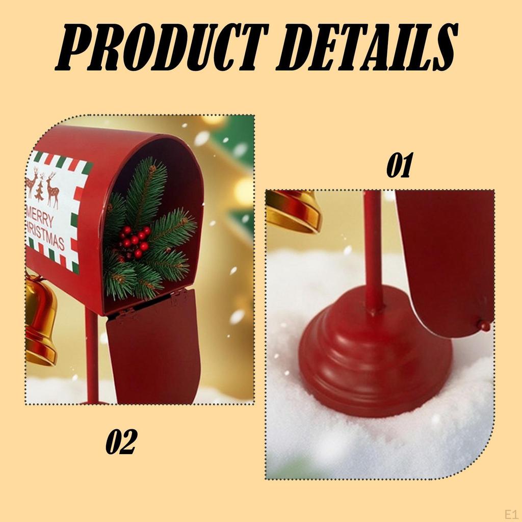 Santa Mailbox Red Large Capacity Iron Gifts Decoration Ornament Newspaper Holder Post Box for Home