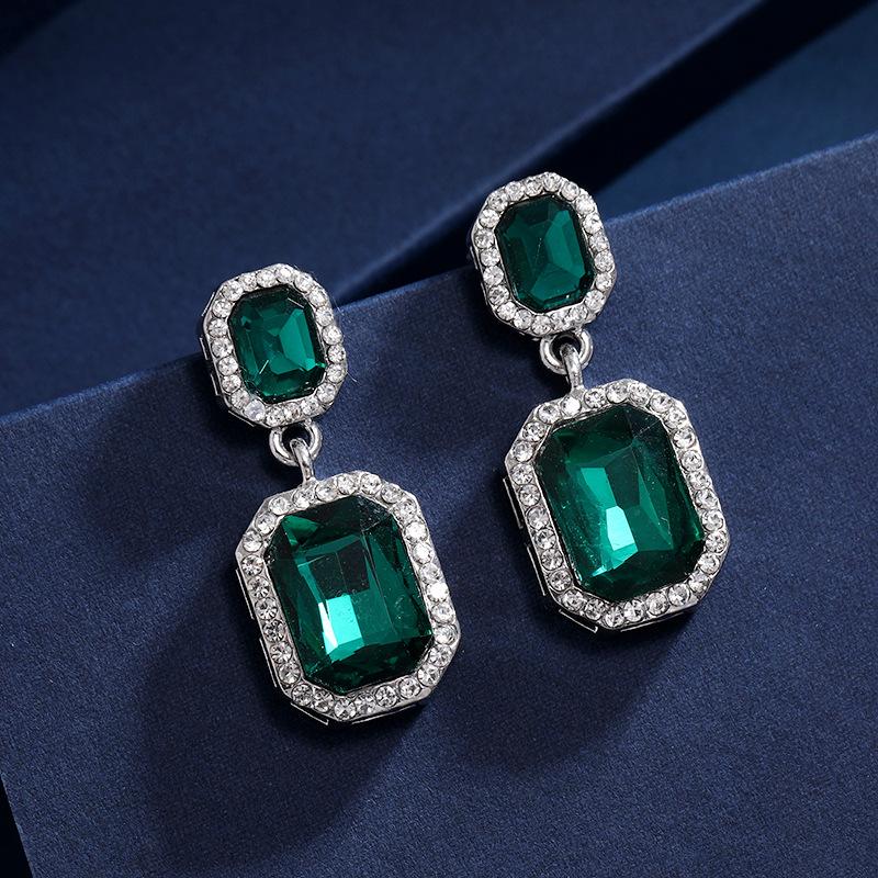 Barokní retro křišťálové náušnice s drahokamy, super třpytivé diamanty, jednoduché temperamentní náušnice, lehký luxus, dlouhé personalizované náušnice na večeři