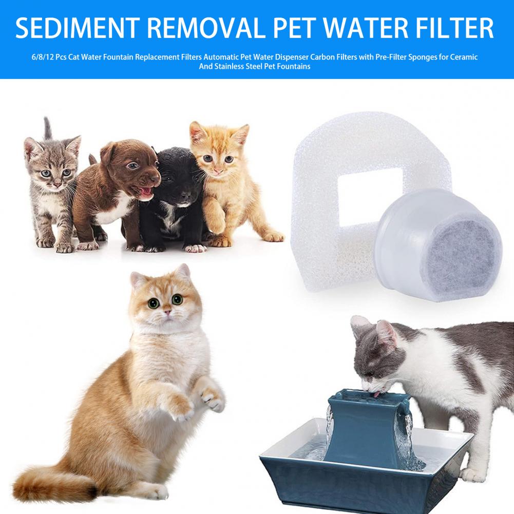 Ceramic Pet Fountain Filter Replacement Pet Water Fountain Replacement Filters Set for Ceramic Stainless Steel Fountains Carbon