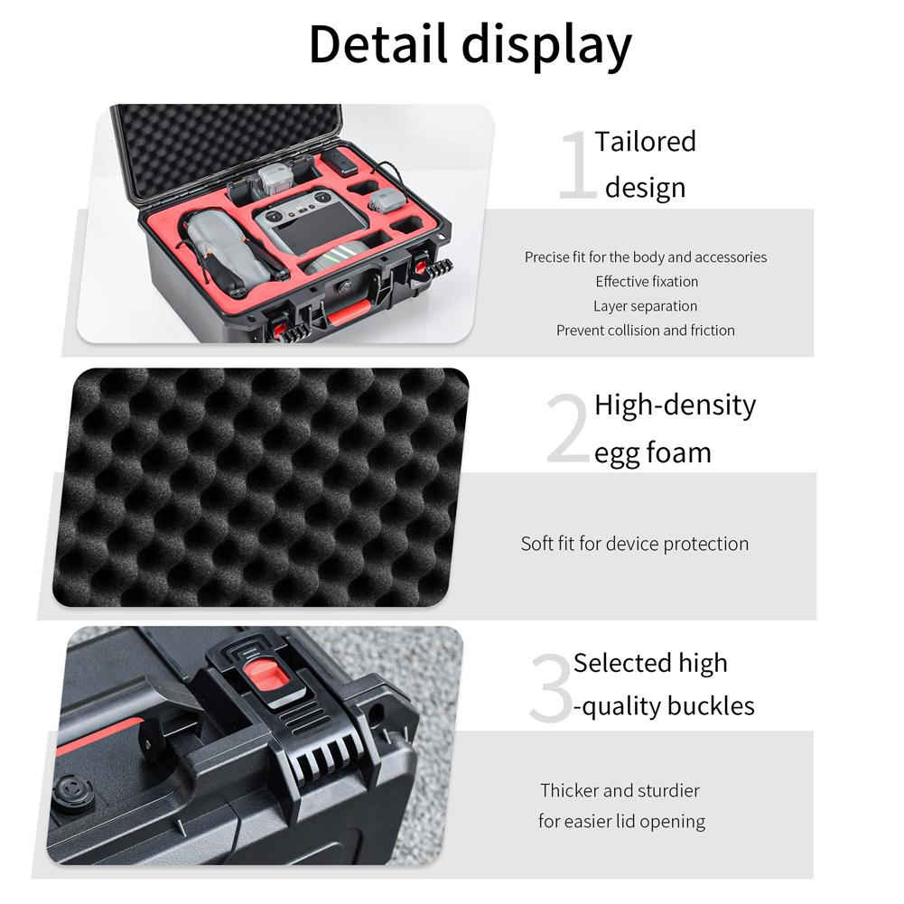 Double Layer Hard Case Waterproof Explosin-proof Hard Shell Carrying Case Bag for DJI Air 3S/Air 3 Drone RC2/RC N3 & Accessories