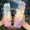 1PC Soft Pastel Cloud Swirl Abstract Gradient Art 750ml Color Plastic Sports Water Bottle Leakproof Flip Straw Lid Suitable for Sports Office Home Use