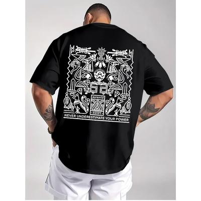 Herren-T-Shirt mit kreativem Rückendruck, ein lässiges Basic für alltägliche Outfits, stilvolles hochwertig bedrucktes Sportoberteil, reines Rundhals-Shirt