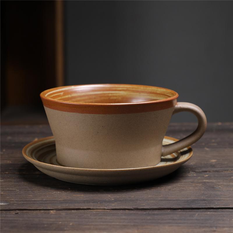 Vintage Ceramic Coffee Cup and Saucer Home Stoneware Breakfast Milk Mug Afternoon Tea Flower Tea Coffee Cup Couple Water Mug New