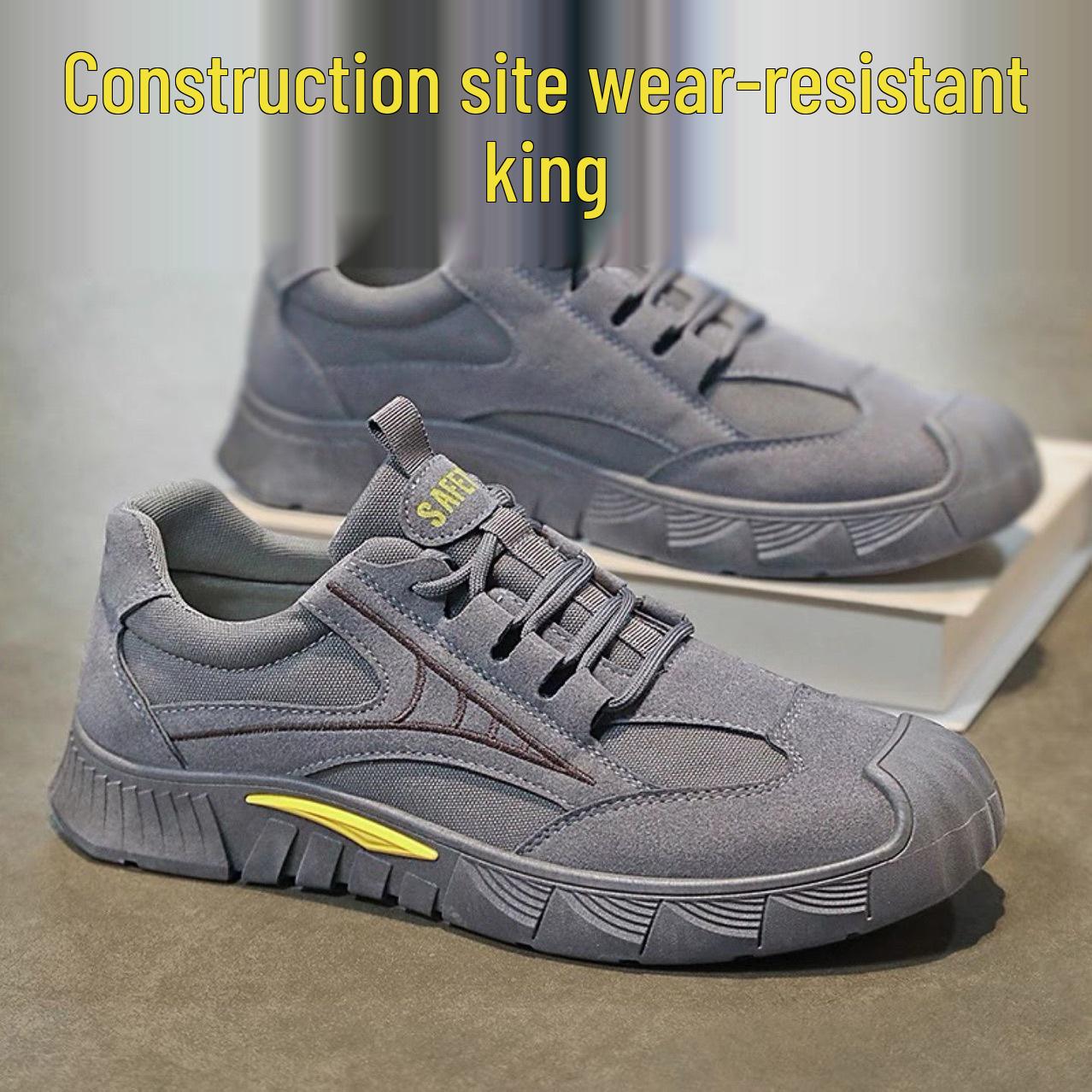 

Новая износостойкая мужская повседневная рабочая обувь с низким верхом - Удобная и стильная обувь для защиты ног в наличии 40 серый