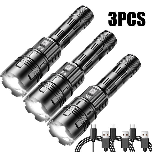 Portable Powerful LED Flashlight Built-in Battery Type-C Rechargeable Outdoor Long-range Camping Emergency Tactical Flashlight