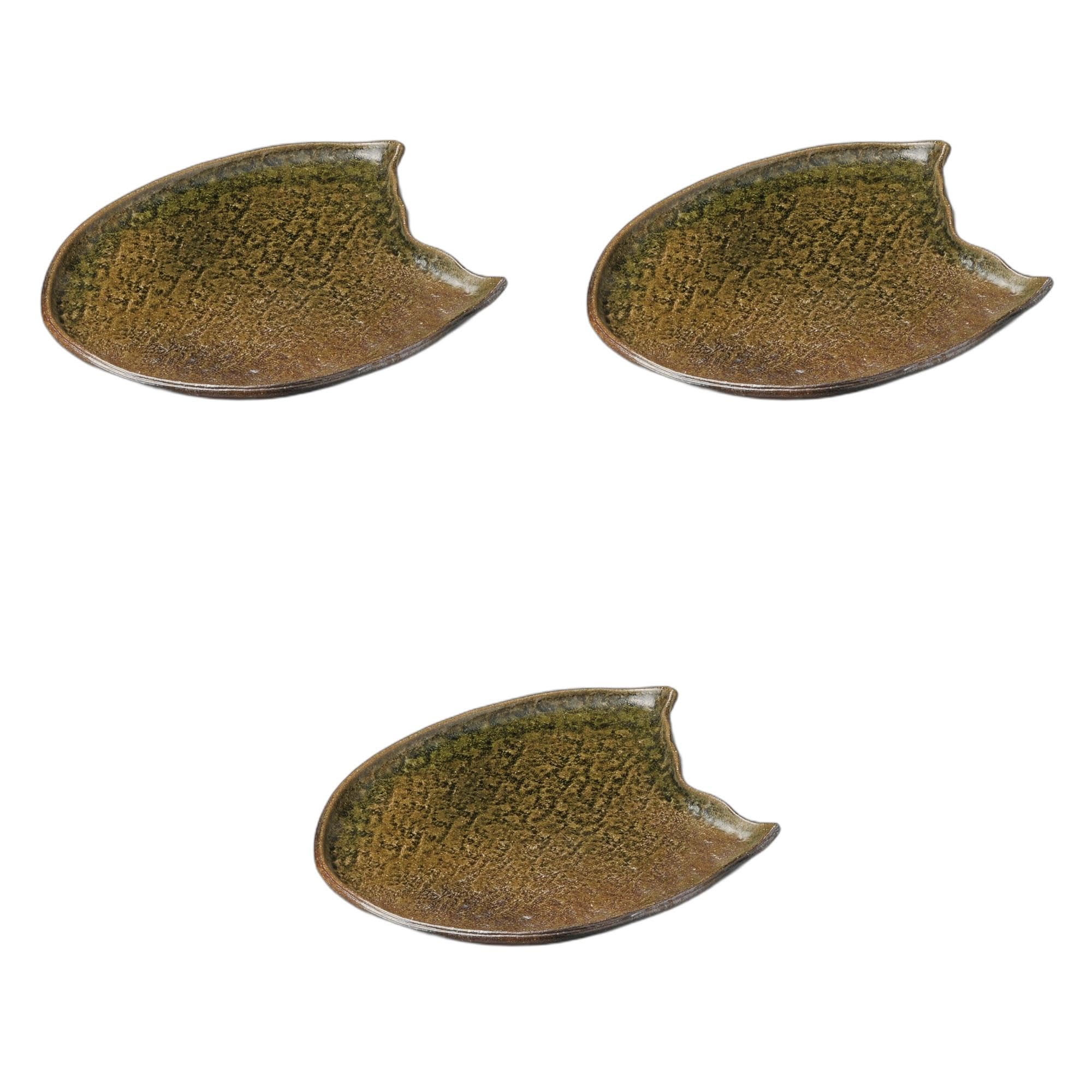 Set of 3 Vidro Irregular Shaped Large Plates x 29 x 3 Irregular Shaped Ceramic Setomonohonpo 11.6 [35 cm] Plates,