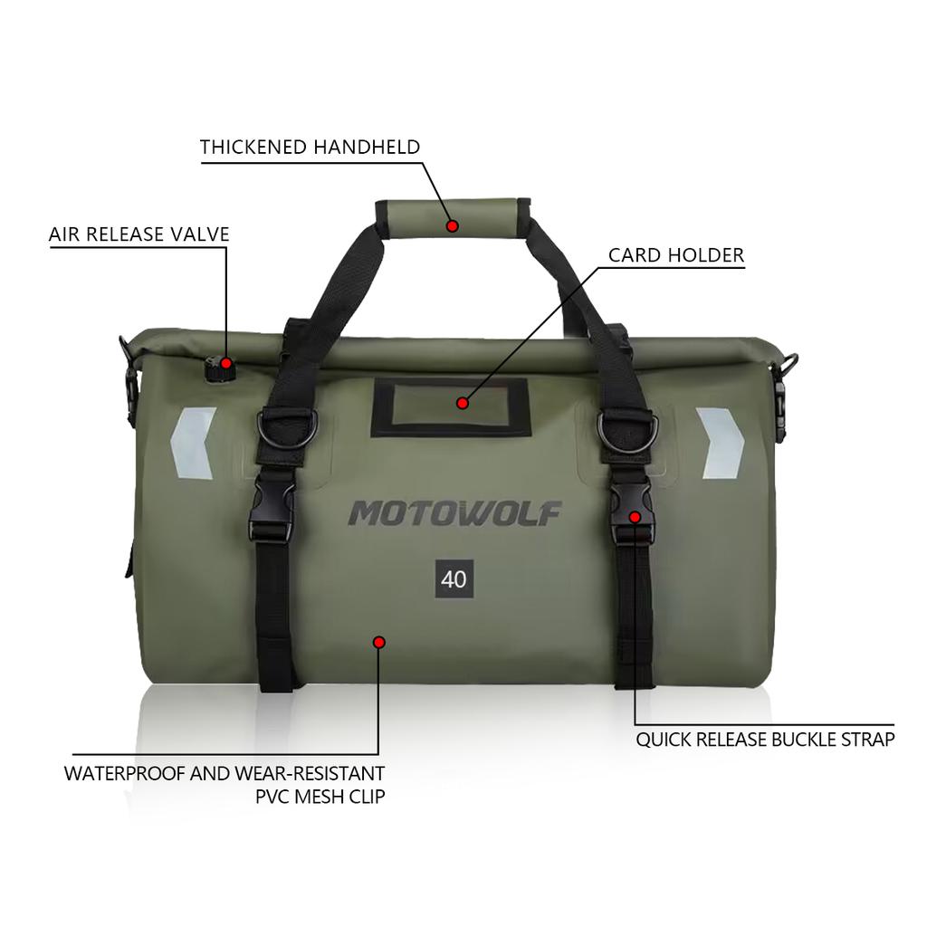 Motorcycle Waterproof Tail Bag Travel Outdoor Dry Luggage Roll Pack Bag 40/66 Motorbike Luggage Backpack Motorcycle Seat Bag