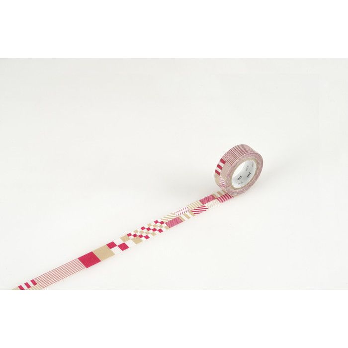 Masking Tape MT 15 mm Rayé carré rouge