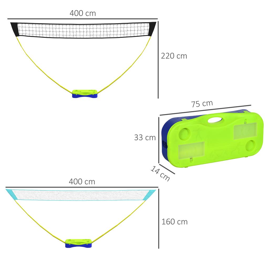 2 In 1 Badminton Net 4 M with Stand Volleyball Net Adjustable