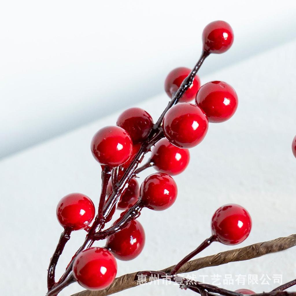 Cross-border Holiday Decor: Red Berry Vine for Christmas and New Year - Perfect for Fireplace, Tabletop, and Landscaping