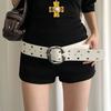 Punk Style Wide Pu Belt For Women With Metal Buckle For Dress And Jeans