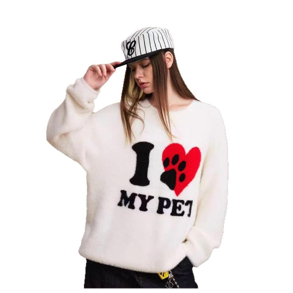 European & American Loose Printed Pullover Sweater - Casual Round Neck Women's Jacket