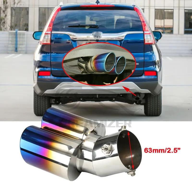 Universal 2" Rear Exhaust Pipe Tail Muffler Dual Tips Sport Auto Muffler Modified Car Exterior For Honda CR-V CRV HR-V Curved
