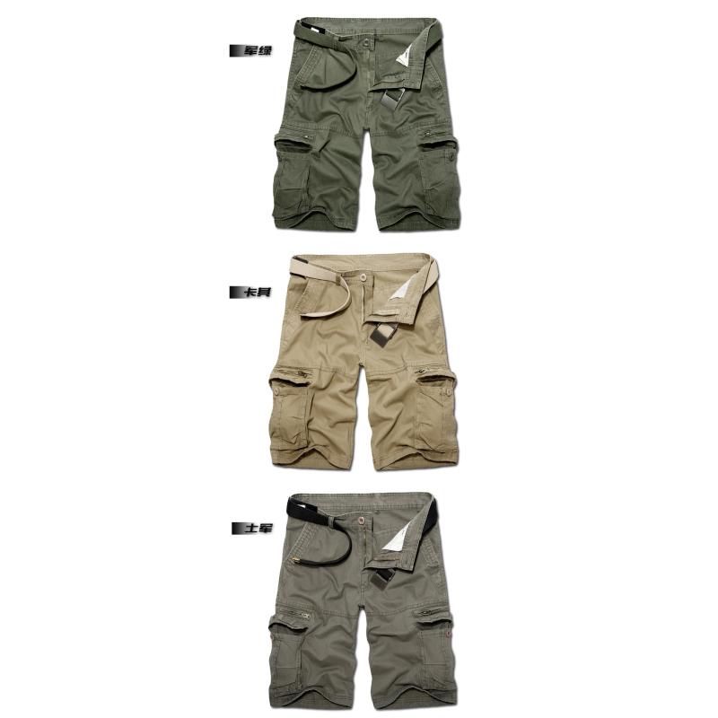 Sommer Herren Freizeit Latzhose Baumwolle Locker Mehrfach-Taschen Cargo Shorts Outdoor Große Größe Kurze Hose Pantalones Ohne Gürtel