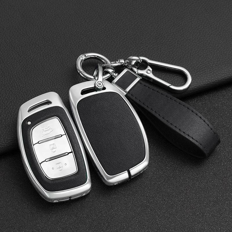 Husa pentru chei auto din aliaj de zinc + piele pentru Hyundai Ix25 Ix35 Ix45 Tucson Sonata Rena Creta Verna Solaris Mistra Elantra Accent