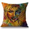 Gold Oil Painting Beauty Lady Girl Face Home Decorative Sofa Throw Pillow Case Modern Gallery Art Fashion Chair Cushion Cover
