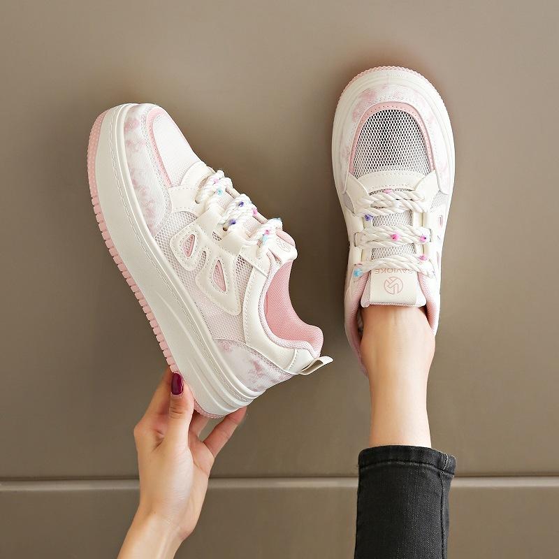 Temperament Little White Shoes Women's Summer 2025 Breathable Mesh Versatile Board Shoes Student Non-slip Thick-soled Casual Sports Shoes