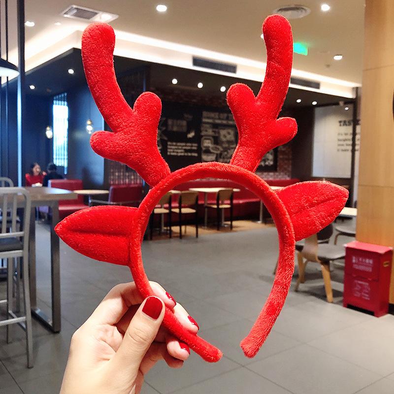 1PC Bow Headband 2025 New Christmas Hair Accessories Santa Claus Tree For Xmas Gifts Deer Horn Cute Hair Bands Party Supplies