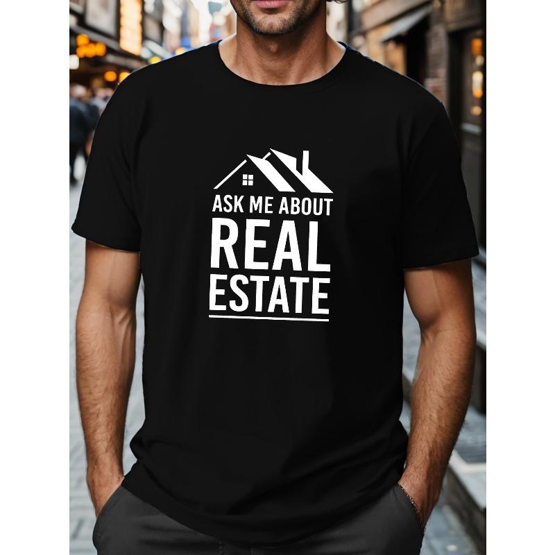 

Plus Size Men s Graphic T-Shirts - REAL Estate Print, Short Sleeve, Comfortable for Casual Wear XL чорний