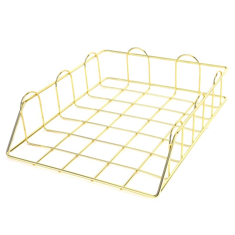Modern Stackable Letter Tray Desktop Organizer Under Desk Hanging Organizer Metal Paper Tray for Women Men Student Staff