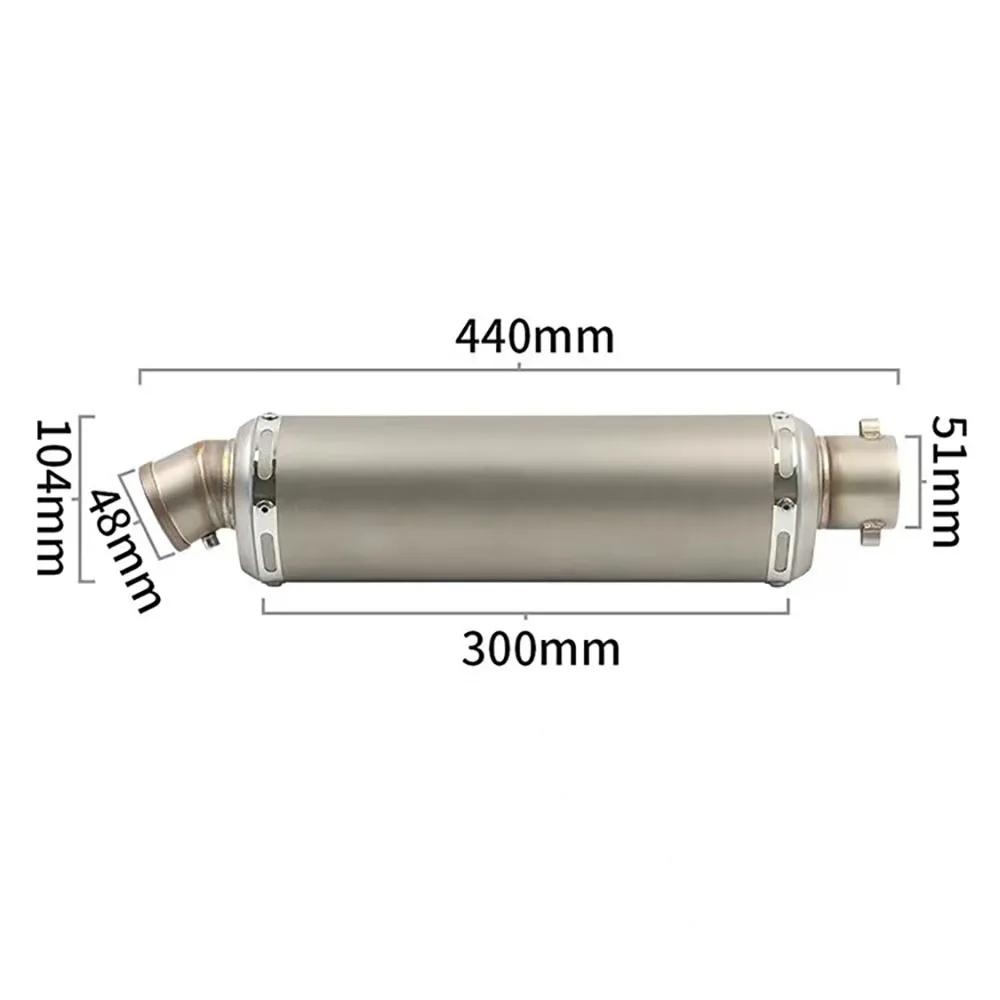 51mm Universal Motorcycle Exhaust Stainless Steel Muffler Escape 310 370 440 Mm Pipe 100cc-1000cc ATV GP Scooter For Fz6 Pcx125