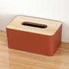 Tissue Box with Solid Wood Lid, Waterproof Design, Long Paper Opening Tissue Dispenser for Home Office
