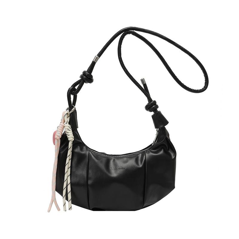 Fashionable Dumpling Shape Shoulder Bag For Women Street Trend Pu Material Zipper Opening Crossbody Purse For Daily Use