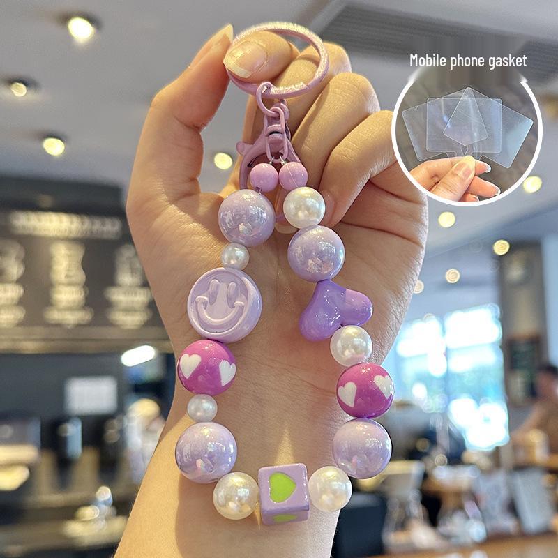 Smiley Heart Bead Keychain: Cute Backpack & Phone Charm