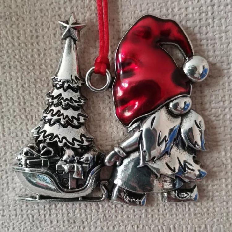 Christmas Tree Decoration Metal Dwarf Pendant Festival Tree Hanging Ornament for Mantels Table Living Room Bedroom
