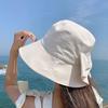 Bucket Hat with Hand-Knotted Bow Decoration Flat Dome Wide Brim Women Fisherman Hat Summer Outdoor Sun Protection Hat