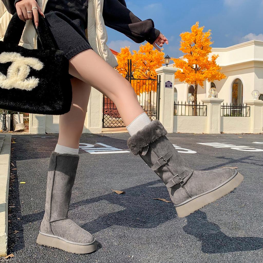 Snow Boots 2025 Tall Tube, Piled and Thickened Northeast Cotton Boots with Thick Soles and Two Warm Boots