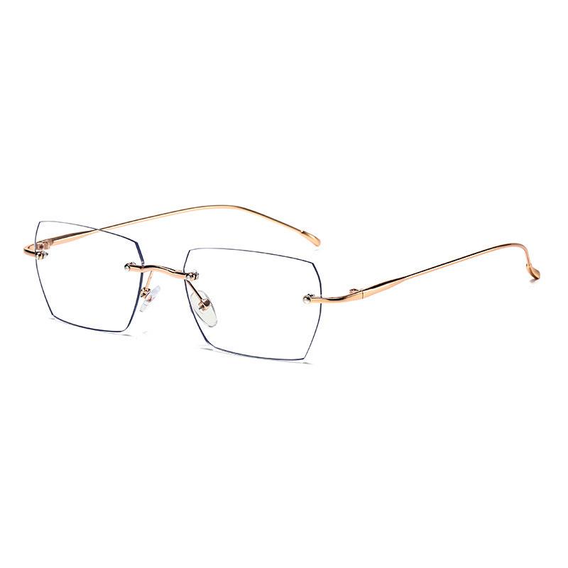 Ultra-Light Rimless Square Glasses for Women: Anti-Blue Light, High-Intelligence, Prescription-Ready