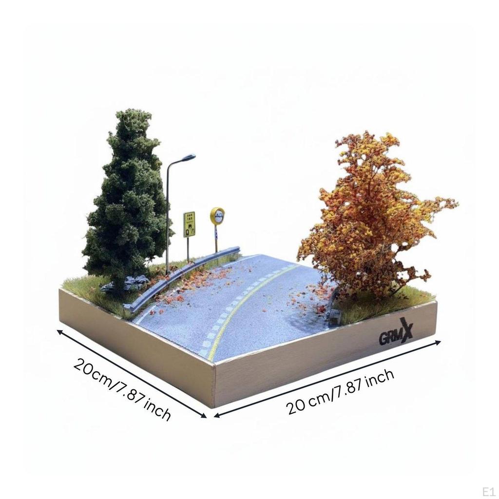 1:64 Scale Autumn Road Diorama Handmade Miniature Street Scene Realistic Details Model Car