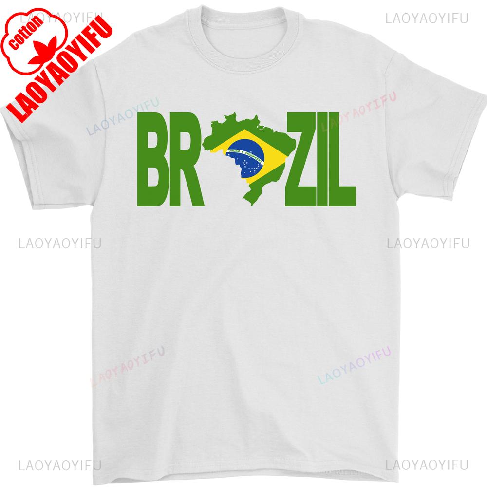Бразилия Футбол Бразильский Футбол Флаг Мужская Футболка Летний Хлопок Высококачественный Хлопок Графические Футболки Женщина Мужчина Короткий рукав 4XL