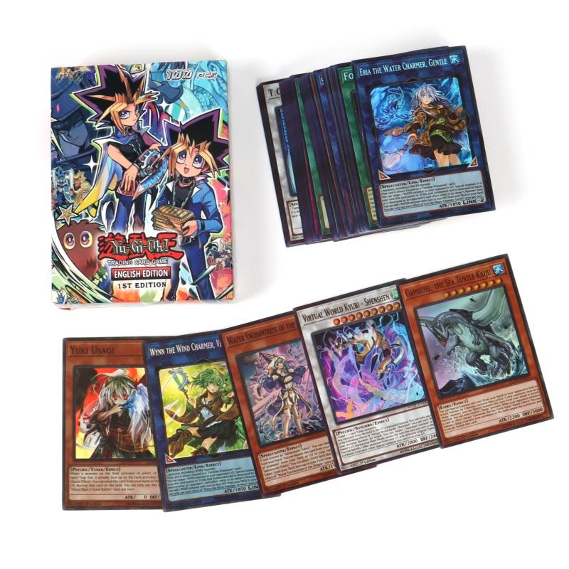 100 peças cartão yugioh holográfico sem repetição em inglês yu gi oh mestre duelo baralho competitivo jogo de cartas de negociação coleção brilhante