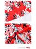 Retro Rotes Blumiges Kubanisches Kragen Kurzarm Urlaubshemd