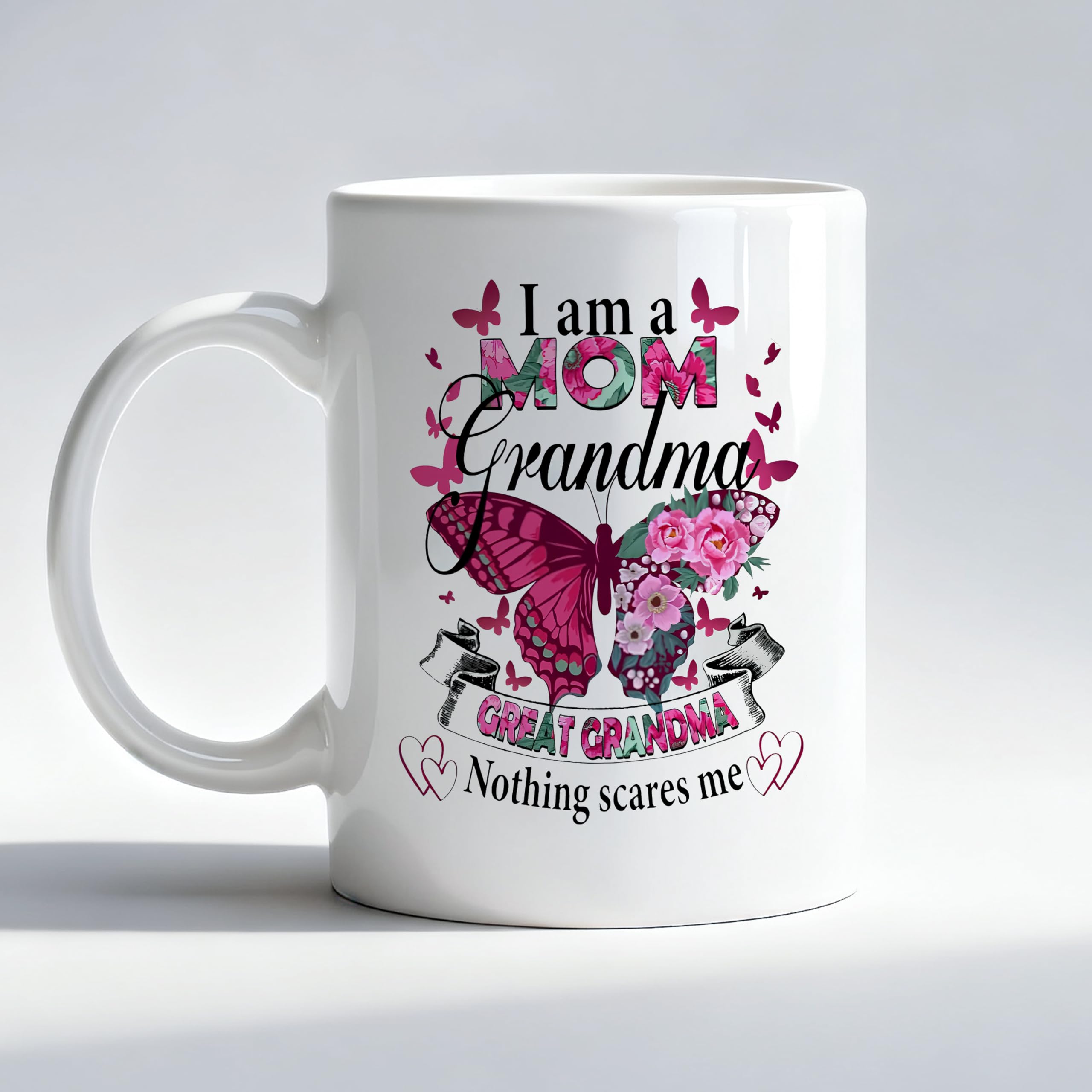 Floral Butterfly Great Grandma Mug, Pregnancy Baby Announcement for Coffee Cup Promoted to Great Mother Ceramic Coffee Mug 1
