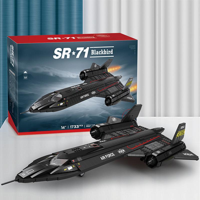 Non-Toxic Sr-71 Blackbird Fighter Building Blocks Air Force Reconnaissance Aircraft Plane Model Bricks Collection Display Kids Toys Gifts
