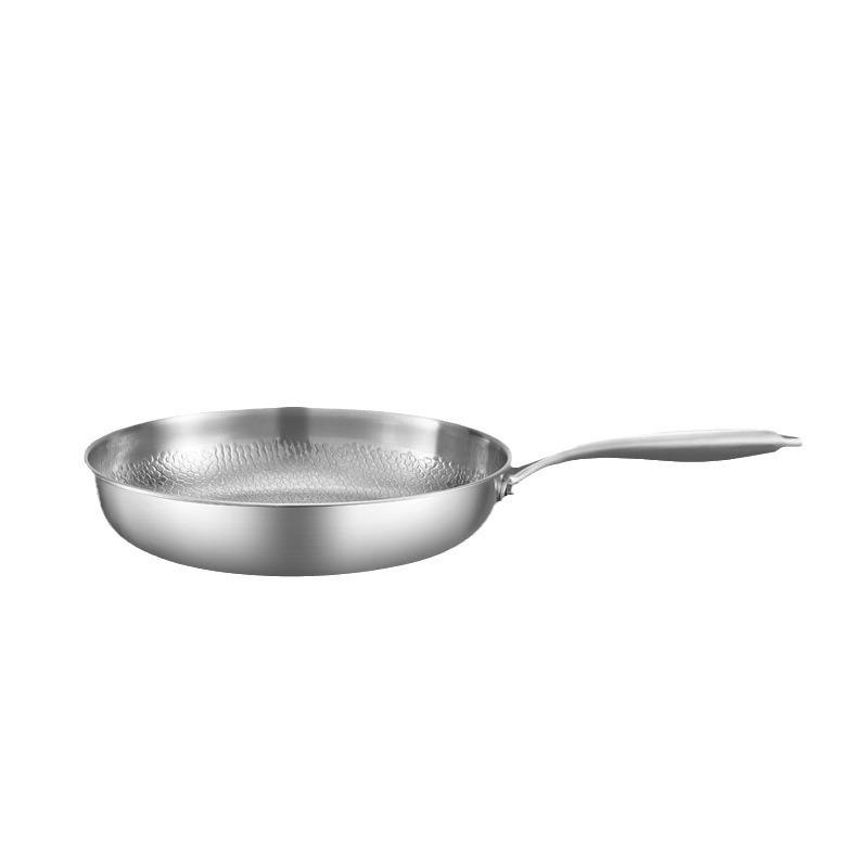 Titanium stainless steel frying pan deep large capacity lotus leaf pattern pan household non-stick wok pan