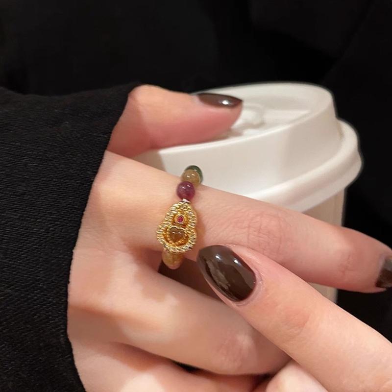 Colorful Beaded Rings Adjustable Rings Opening Rings Finger Open Rings Alloy Texture Suitable for Various Occasion