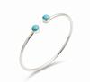 Adjustable Twin Larimar Gemstone 925 Sterling Silver Bracelet, Minimalist Everyday Wear Jewelry for Women