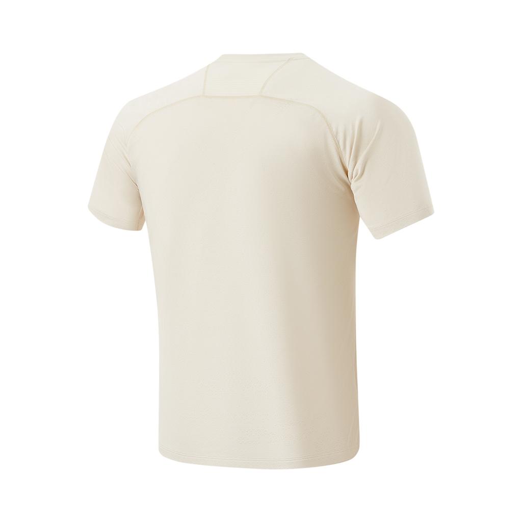 Li-Ning Wade Series Letter Round Neck Comfortable Versatile Breathable Short Sleeve T-Shirt Men Tops Oatmeal-Gray ATSU071-3