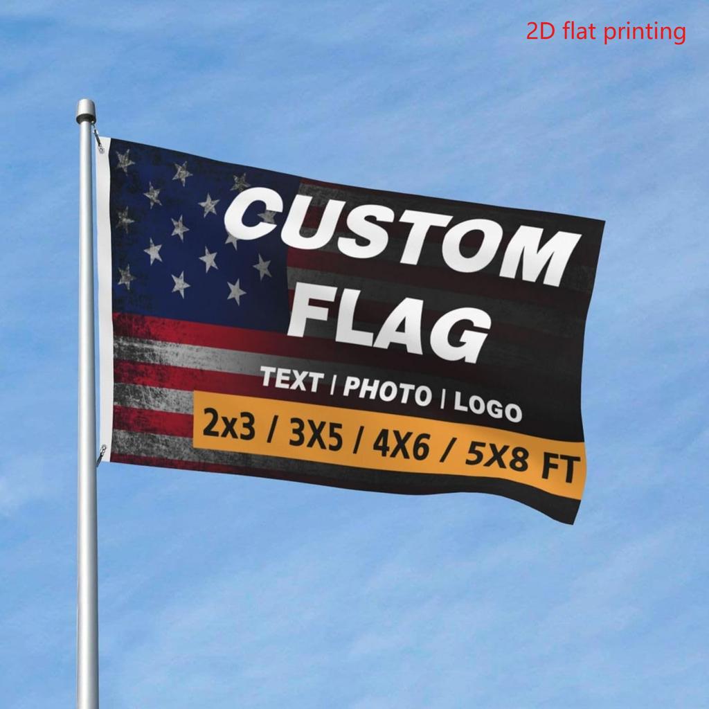 2D Flat, 2D Door Banner, Custom Flag 4 Sizes Customized Flag Banner Print Your Own Logo Design Words Text Vivid Color Double Stitched Flags for Room W
