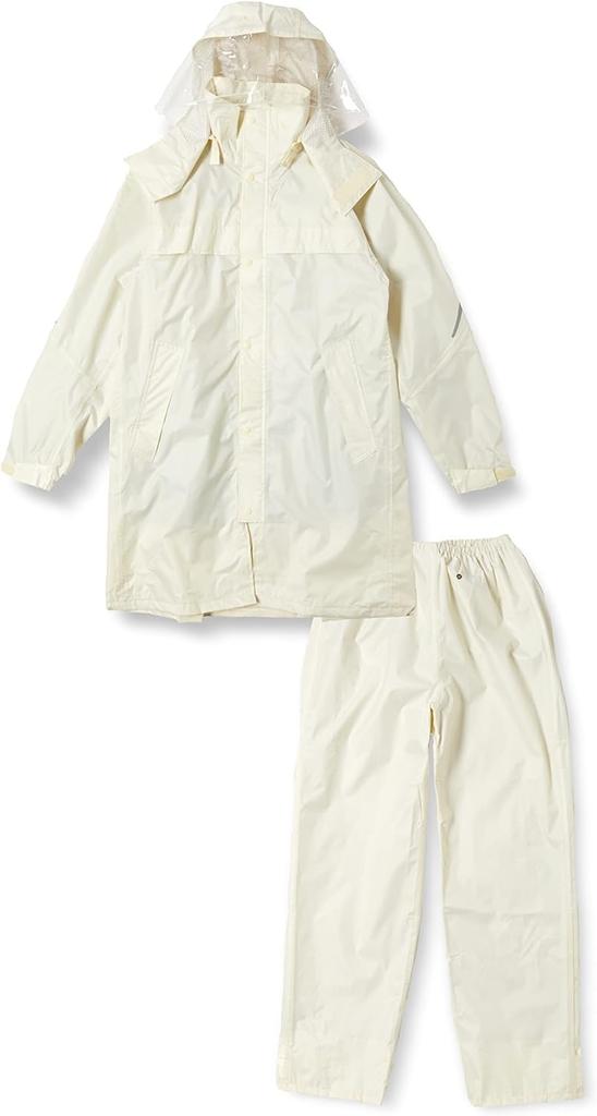 Winter Cherry Rain Suit for School, Rain Tuck Rain Suit II, Helmet-Compatible Hood, Backpack Compatible, Ivory, Size L