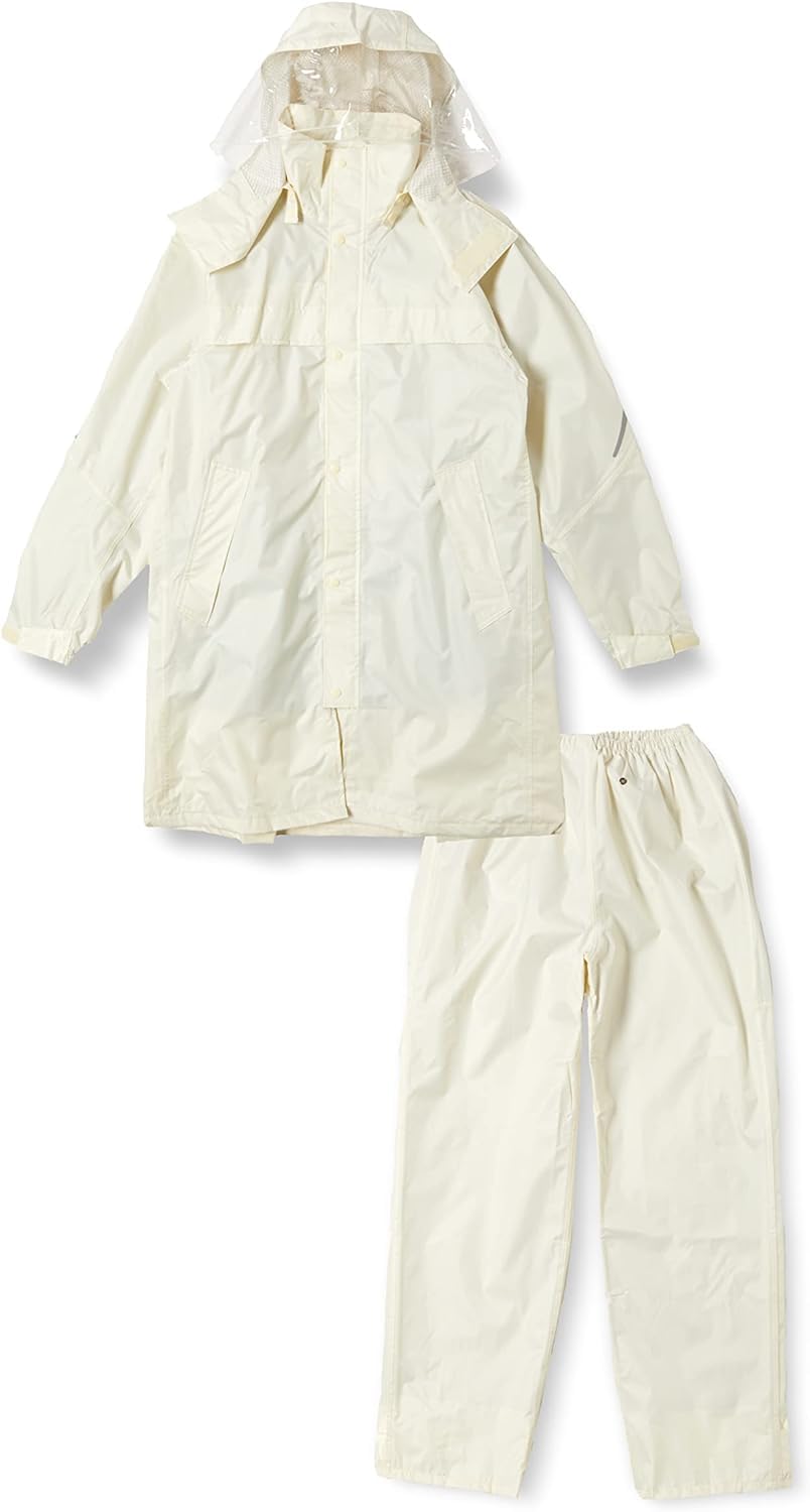 

Зимний дождевой костюм Cherry для дождя, дождевой костюм, размер M, для школы, II, капюшон, совместимый со шлемом, совместимый, цвет слоновой кости, слоновая кость