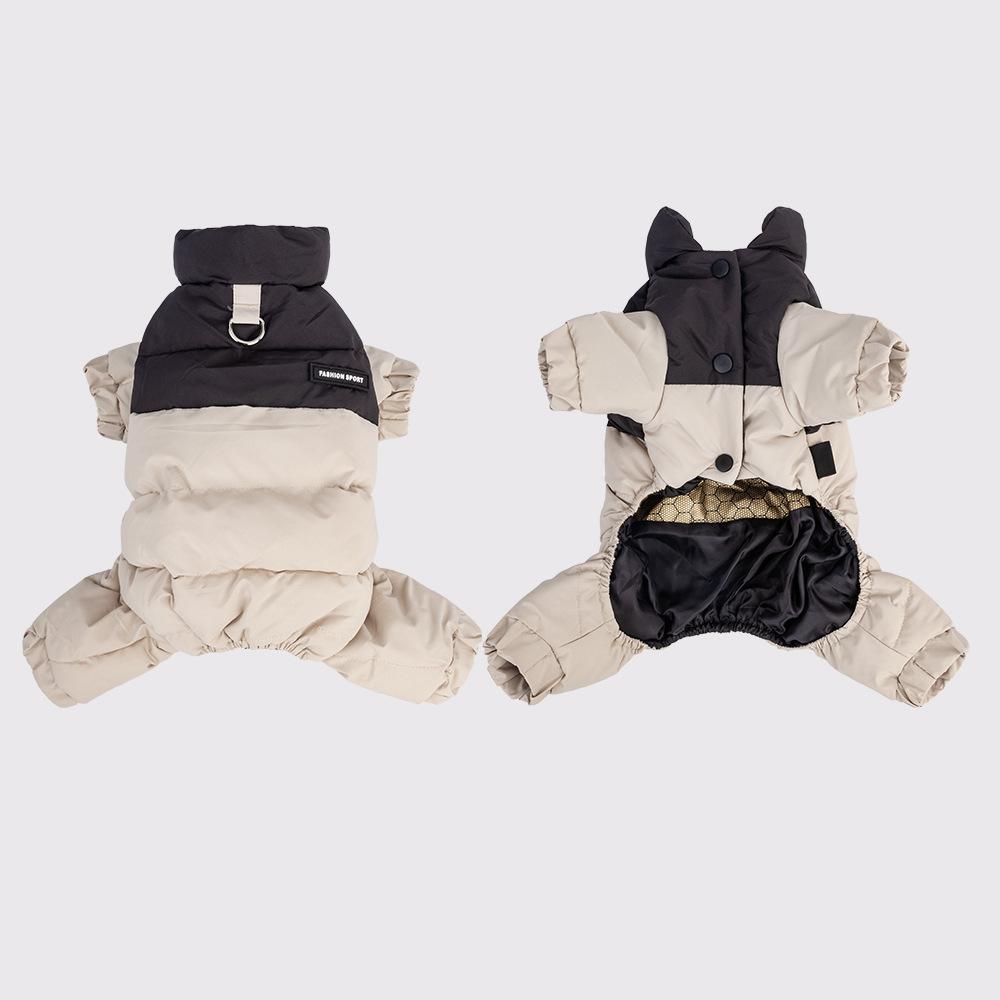 Pet cotton clothes are warm in winter, thickened four-legged cotton-padded clothes, graphene windproof dog clothes can be towed, waterproof teddy