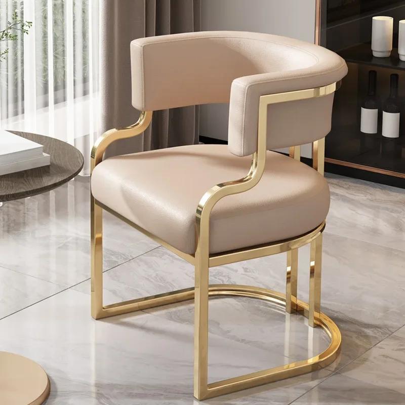 Light Luxury Dining & Tea Chair Set - High-End Hotel Sofa Chair, Includes Manicure & Makeup Stool