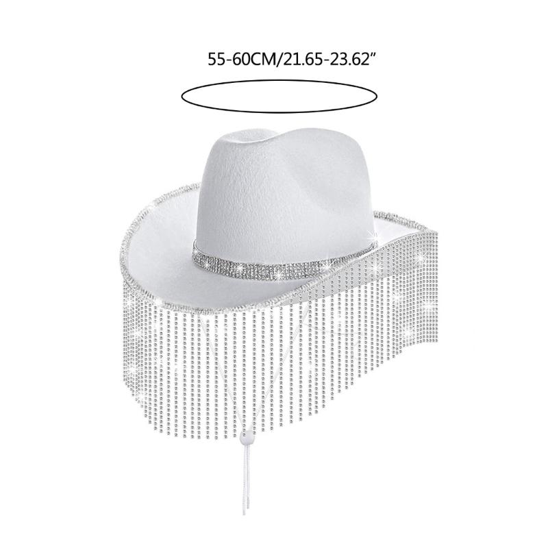 Stylish Cowgirl Hat Wide Brim Cowboy Hat with Square Neck Scarf & Glasses for Bachelorette Parties and Costume Event