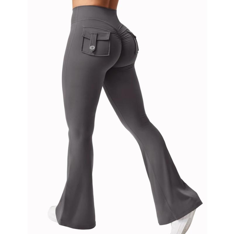 Women Wide Leg High Stretch Leggings Naked Feeling Compression Fitness Workwear with Pockets Pant