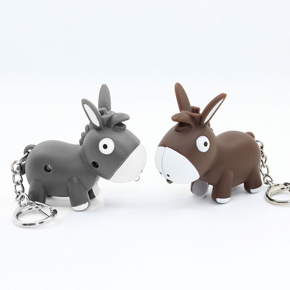 Lovely Donkey Shape Vocal Key Chain Key Ring Luminous LED Light